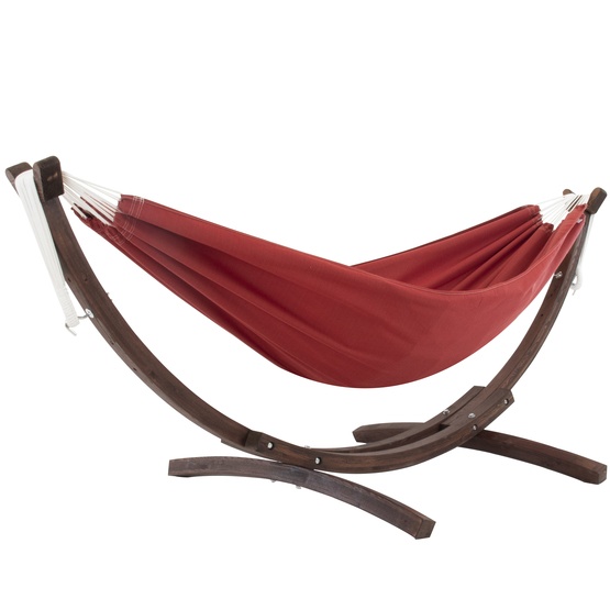 Vivere – Sunbrella Hammock With Solid Pine Stand (260 Cm) – Hängmatta Dubbel – Crimson