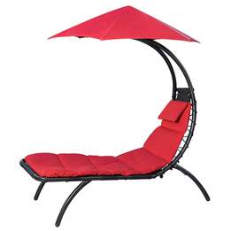 Solstol Med Solskydd - Cherry Röd
