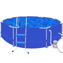 Pool Rund 300 Cm Med Stege & Filterpump 300 Gal/H