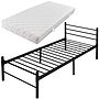 Säng Med Madrass Svart Metall 90X200 Cm