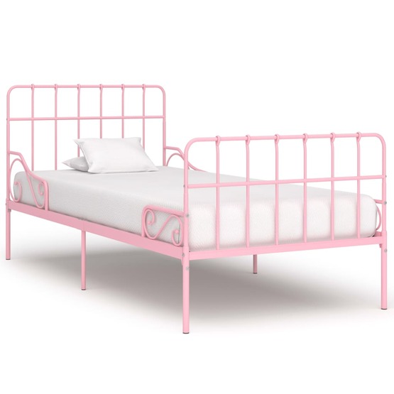 Sängram Med Ribbotten Rosa Metall