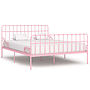 Sängram Med Ribbotten Rosa Metall