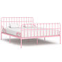 Sängram Med Ribbotten Rosa Metall