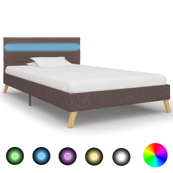 Sängram Med Led Taupe Tyg Huvudända