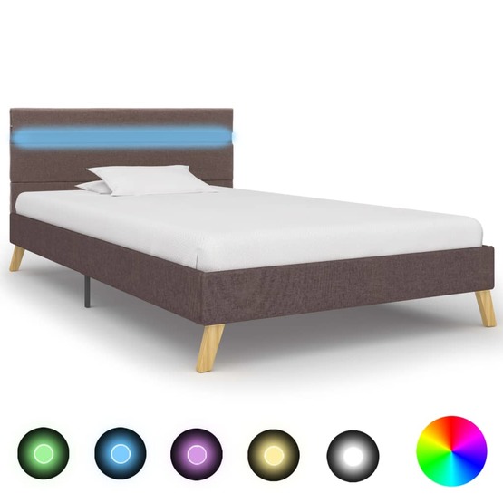 Sängram Med Led Taupe Tyg Huvudända