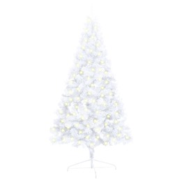 Halv Plastgran Med Stativ Och Led Vit 120 Cm Pvc