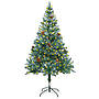 Frostad Plastgran Med Led Och Kottar 150 Cm