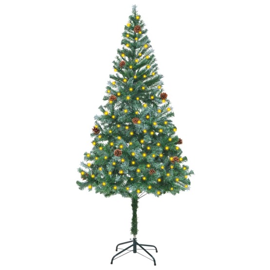 Plastgran Med Led Och Kottar 180 Cm
