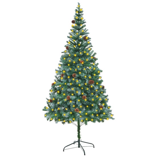 Plastgran Med Led Och Kottar 210 Cm