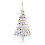 Plastgran Med Led Och Julgranskulor Silver 180 Cm Pet