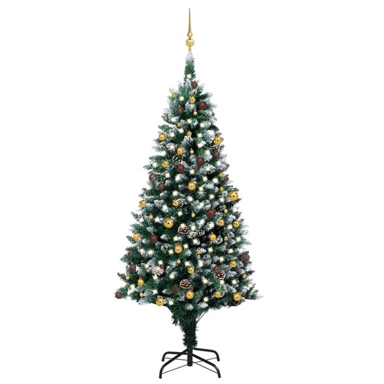 Plastgran Med Led Och Kulor Och Kottar 240 Cm