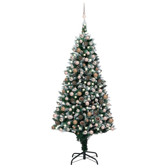 Plastgran Med Led Och Kulor Och Kottar 240 Cm