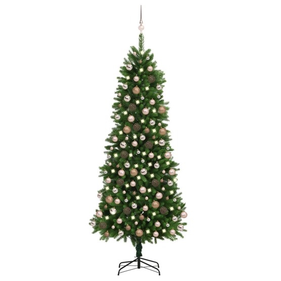 VidaXl Plastgran Med Led Och Julgranskulor 240 Cm Grön