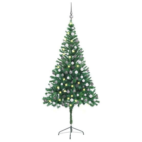 Plastgran Med Led Och Julgranskulor 180 Cm 564 Grenar