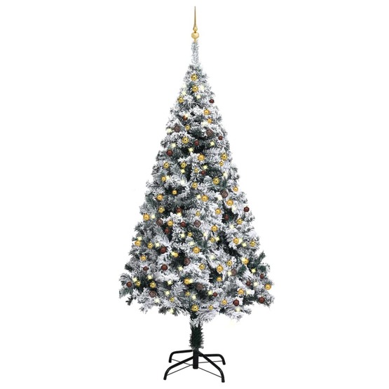 Plastgran Med Led Och Julgranskulor Grön 240 Cm Pvc