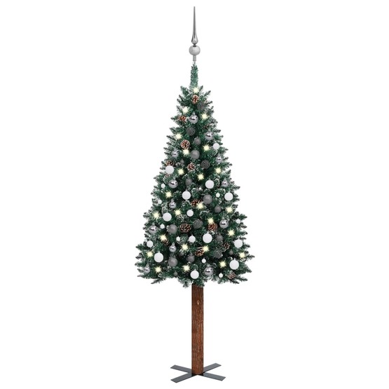 Smal Plastgran Med Led Och Julgranskulor Grön 180 Cm