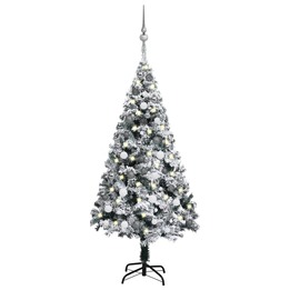 Plastgran Med Led Och Julgranskulor Grön 150 Cm Pvc