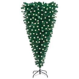 Uppochnedvänd Plastgran Med Led Grön 240 Cm