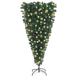 Plastgran Upp-Och-Ned Med Led Och Kulor 180 Cm
