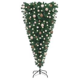 Plastgran Upp-Och-Ned Med Led Och Kulor 180 Cm