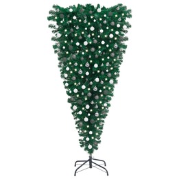 Upp-Och-Nedvänd Plastgran Med Led Och Julgranskulor 240 Cm