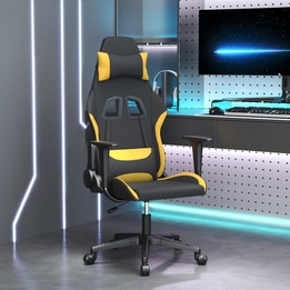 Gamingstol Svart Och Gul Tyg-1