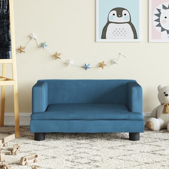 Barnsoffa Blå 60X40X30 Cm Sammet
