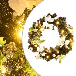 Julkrans Med Lysdioder Svart 60 Cm Pvc