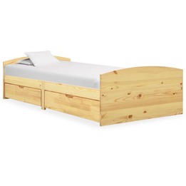 Sängram Med 2 Lådor Massiv Furu 90X200 Cm