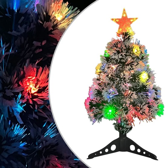 Plastgran Med Led Vit Och Blå 64 Cm Fiberoptik