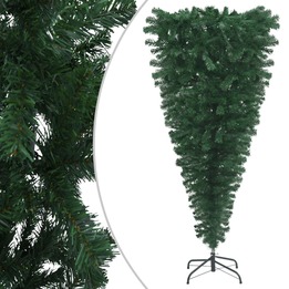 Uppochnedvänd Plastgran Med Stativ Grön 150 Cm