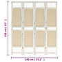 338559 4-Panel Room Divider Cream 140X165 Cm Fabric