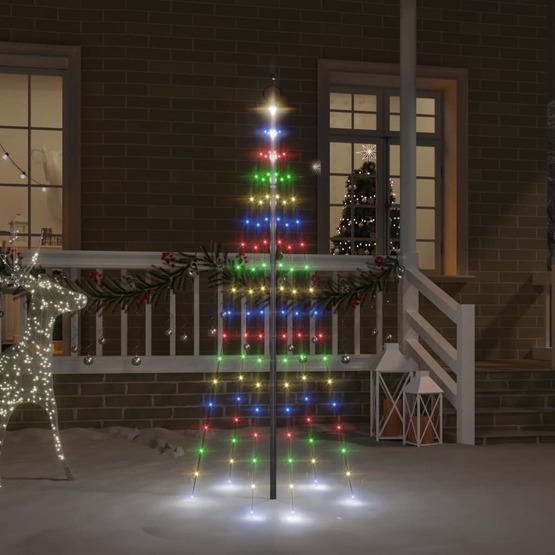 Julgran På Flaggstång Färgglad 108 Leds 180 Cm