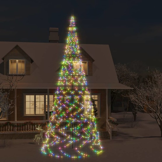 Julgran På Flaggstång Färgglada 3000 Leds 800 Cm