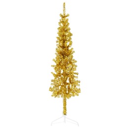 Smal Halv Plastgran Med Stativ Guld 150 Cm