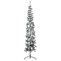 Smal Halv Plastgran Med Snö 210 Cm