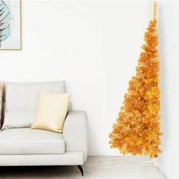Halv Plastgran Med Stativ Guld 180 Cm Pvc