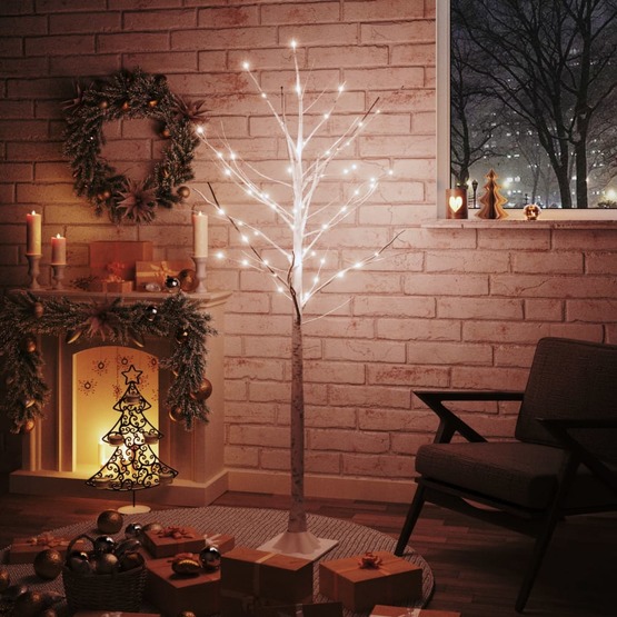 Björkträd Med Led Varmvit 96 Leds 180 Cm