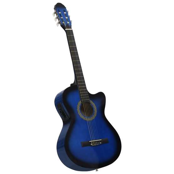 Produktfoto för VidaXl Akustisk Westerngitarr Med Cutaway Eq-Pedal Och 6 Strängar Blå