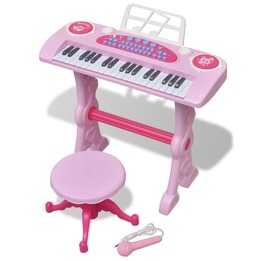 Keyboard För Barn Med Pall Och Mikrofon 37 Tangenter Rosa