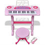 Keyboard För Barn Med Pall Och Mikrofon 37 Tangenter Rosa