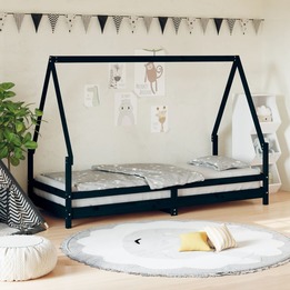Sängram För Barnsäng Svart 80X200 Cm Massiv Furu