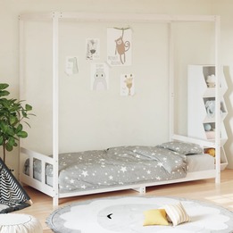 Sängram För Barn Vit 90X190 Cm Massiv Furu