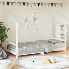 Sängram För Barn Vit 90X190 Cm Massiv Furu