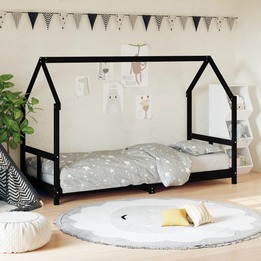 Sängram För Barnsäng Svart 80X200 Cm Massiv Furu