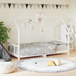 Sängram För Barn Vit 90X190 Cm Massiv Furu