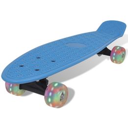 Blå Retro-Skateboard Med Led-Hjul