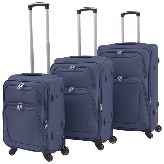 Resväskor 3 St Marinblå Soft Case