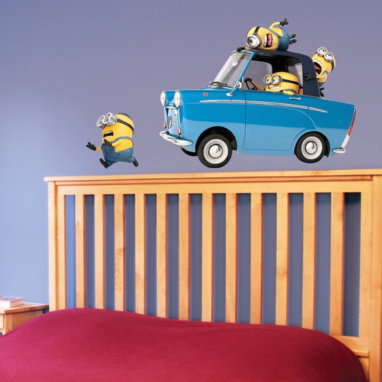 Väggdekorer - Minionerna - Blå Bil