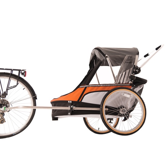 Wike – Cykelvagn Dubbel Premium (jogging + Stroller) – Orange/Grey